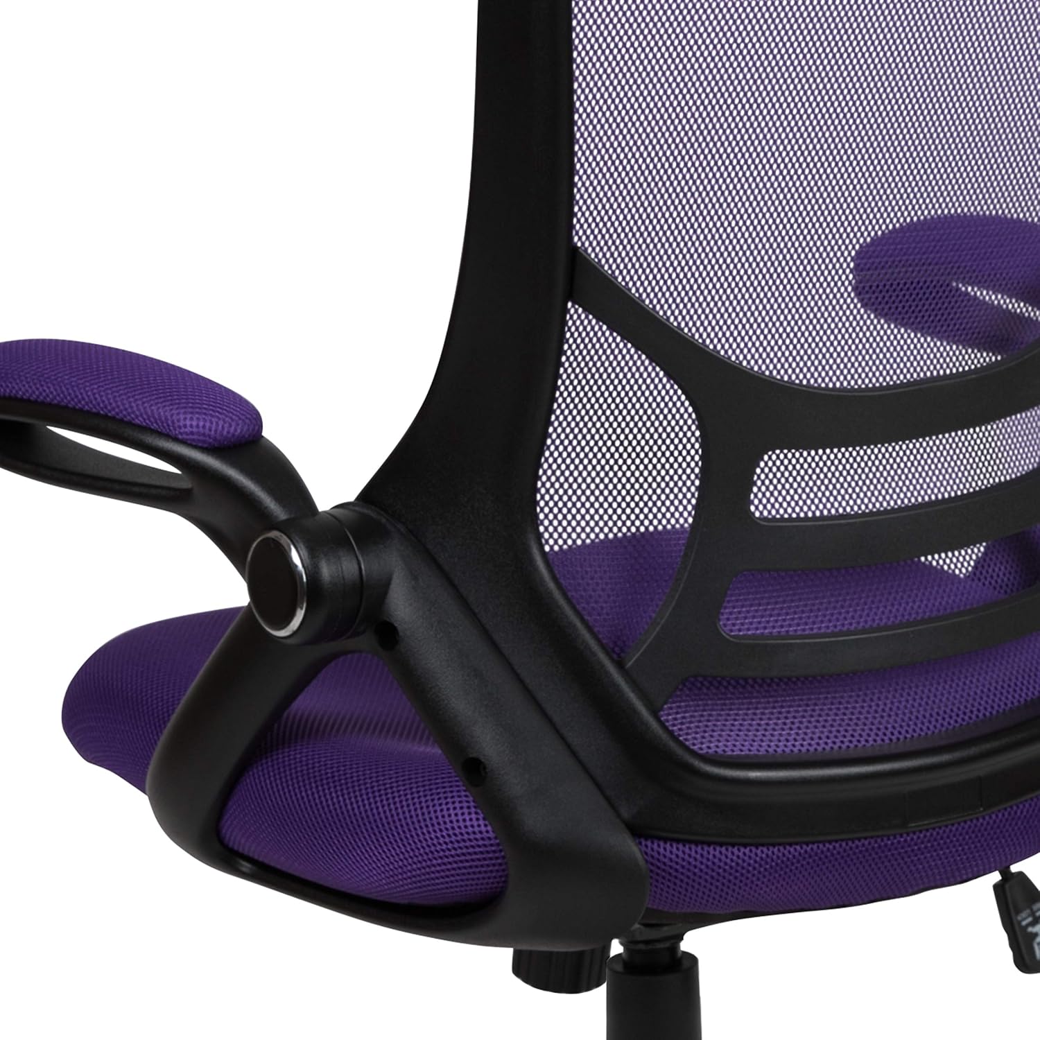 Flash Furniture Porter High-Back Swivel Office Chair with Adjustable Lumbar Support and Seat Height, Ergonomic Mesh Desk Chair with Flip-Up Armrests, Purple/Black