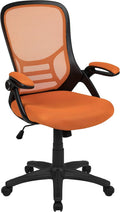 Flash Furniture Porter Mesh High Back Ergonomic Swivel Office Chair with Lumbar Support, Flip-Up Arms, Tilt Lock/Tilt Tension, Height Adjustable, Black/Black Frame