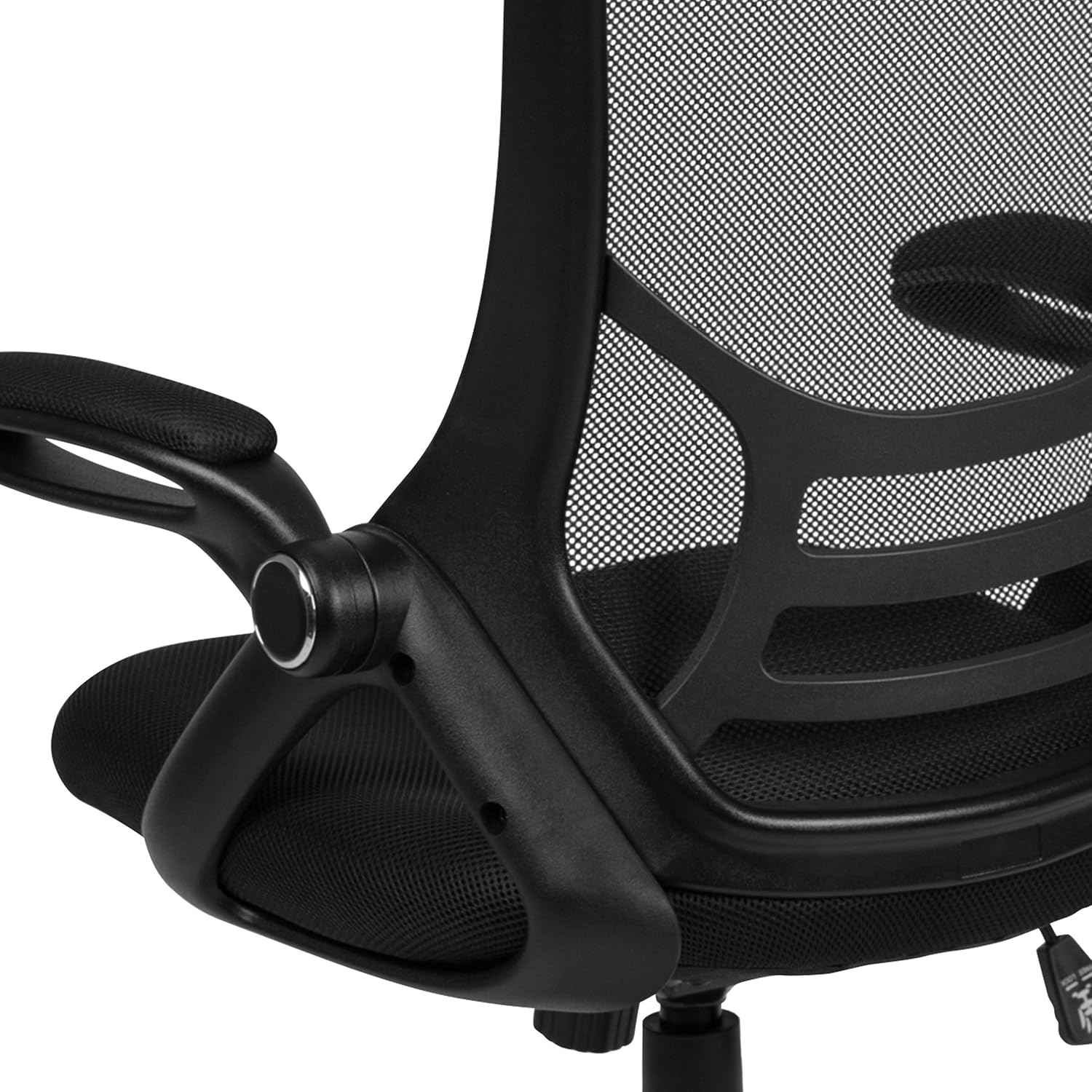 Flash Furniture Porter High Back Black Mesh Ergonomic Swivel Office Chair with Black Frame and Flip-up Arms