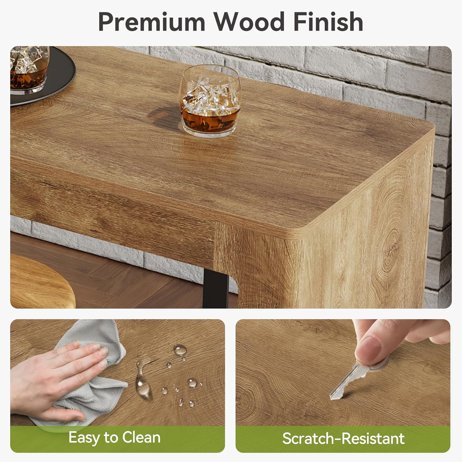 LITTLE TREE 63' Long Bar Table, Counter Height Pub Dining Table for 4-6, Modern Home Bar Unit, Rectangular High Top Table for Kitchen, Dining Room, Bistro, Balcony