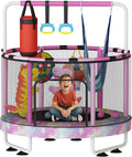 Lamerge Kids Trampoline, Toddler Bouncing Trampoline with Safety Enclosure Net, ASTM-Approved, 500lbs Capacity, Ages 1-8, Adjustable Handrail, 7-in-1, 60'