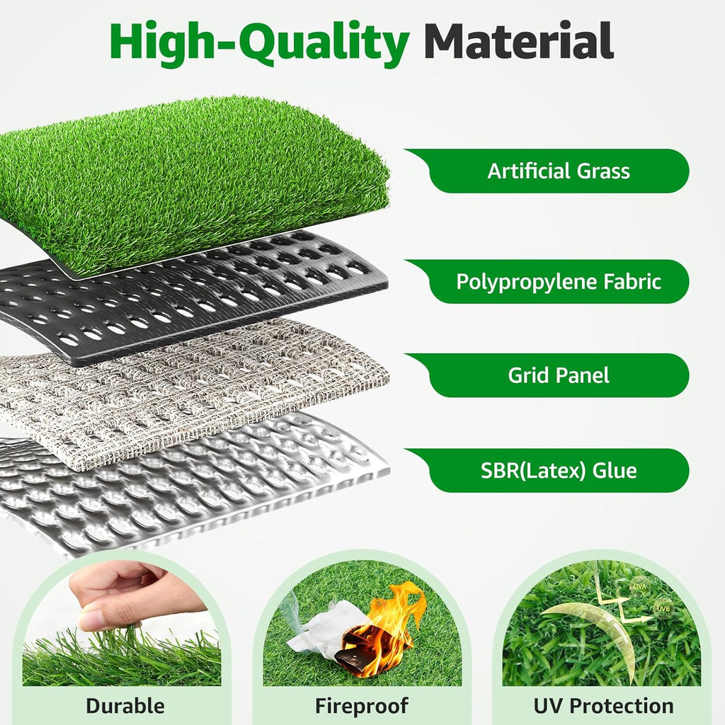 6x10FT Artificial Grass Pad Indoor Outdoor: Fake Grass Turf with Drainage Holes, Pet-Friendly Dog Grass Mat, Perfect for Garden Lawn Balcony Patio Backyard Wedding Christmas Decoration