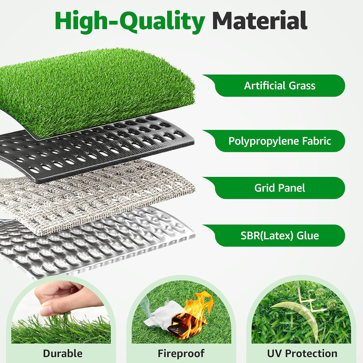 6x10FT Artificial Grass Pad Indoor Outdoor: Fake Grass Turf with Drainage Holes, Pet-Friendly Dog Grass Mat, Perfect for Garden Lawn Balcony Patio Backyard Wedding Christmas Decoration