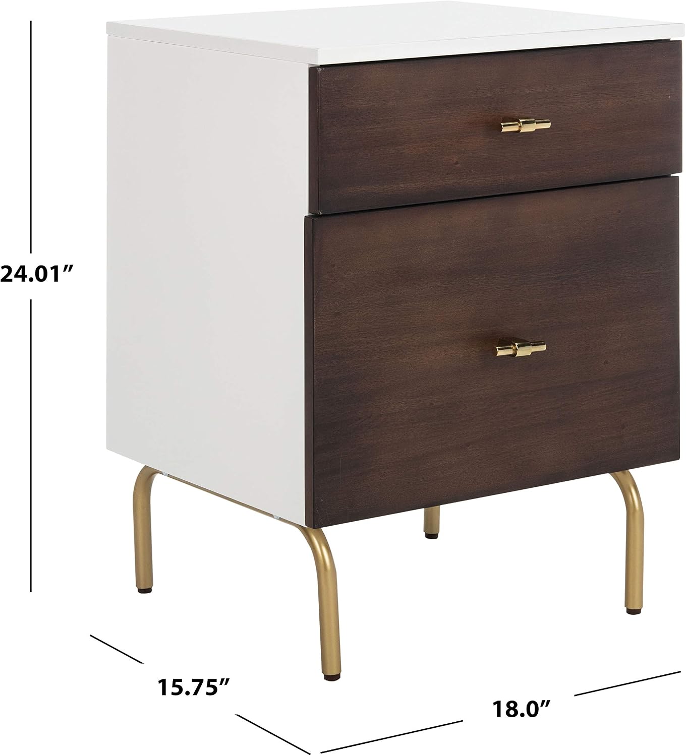 Safavieh Home Genevieve Modern Walnut and White Mahogany 2-drawer Nightstand