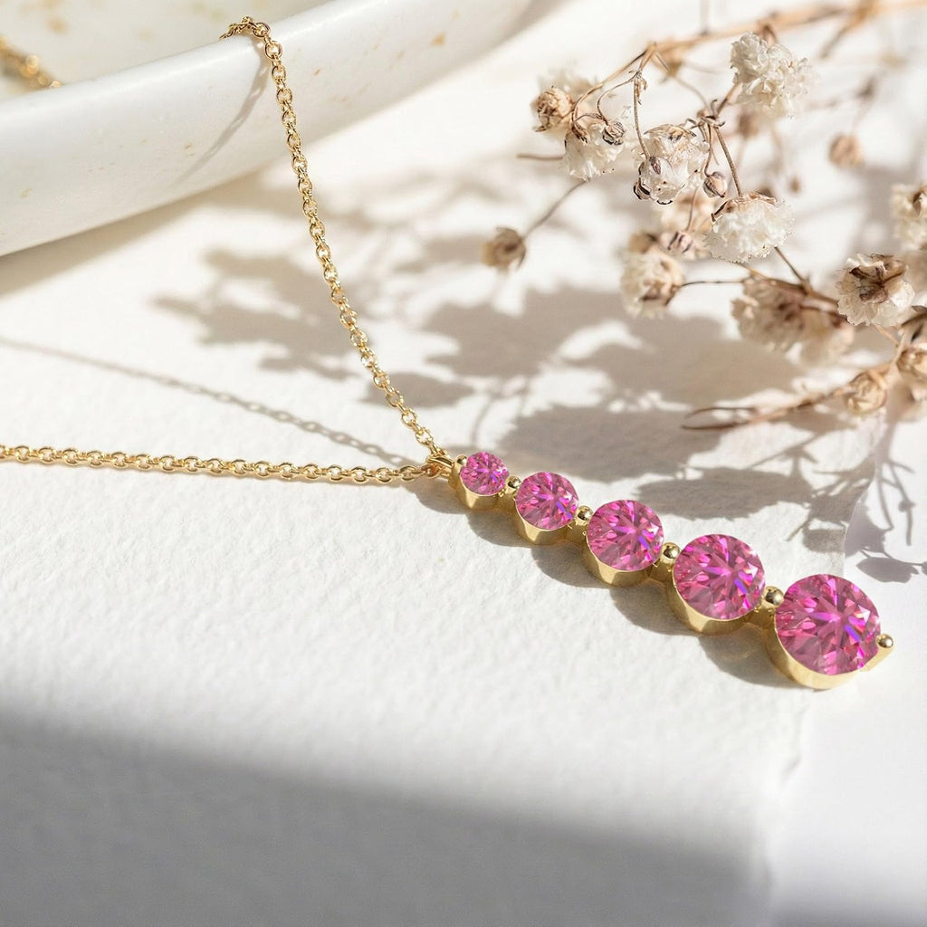 GOODSTONE JEWELS Linear Drop Pendant Necklace for Women in Yellow Gold Plated | Size 16+2 Inch Cable Chain with Lobster Clasp | Natural Birthstone Jewelry Gift for Her