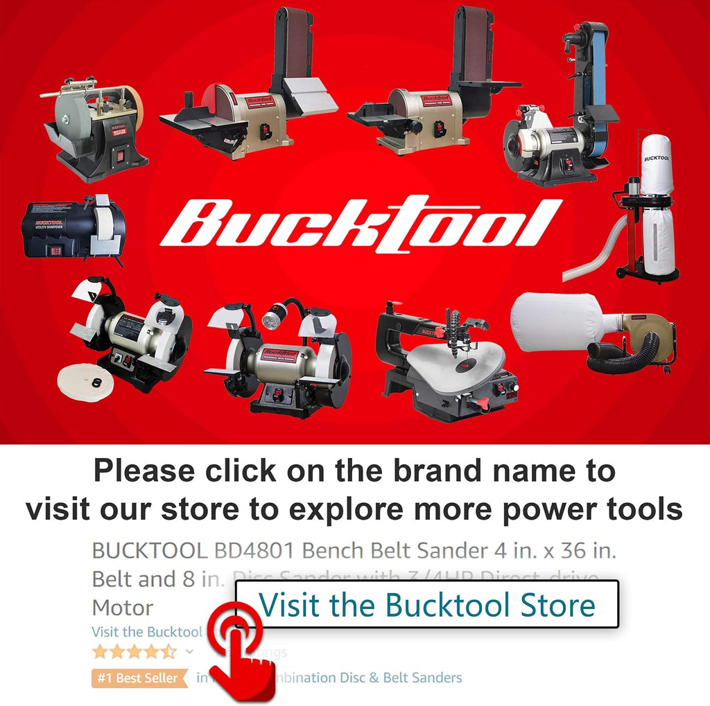 Bucktool 2 x 42 Belt Sander and 6 Inch Bench Grinder Combo, 1/2 HP 3.5 Amp Knife Sharpener for Knife Making, Metalworking, Woodworking, Benchtop Belt Grinder with Large Work Table