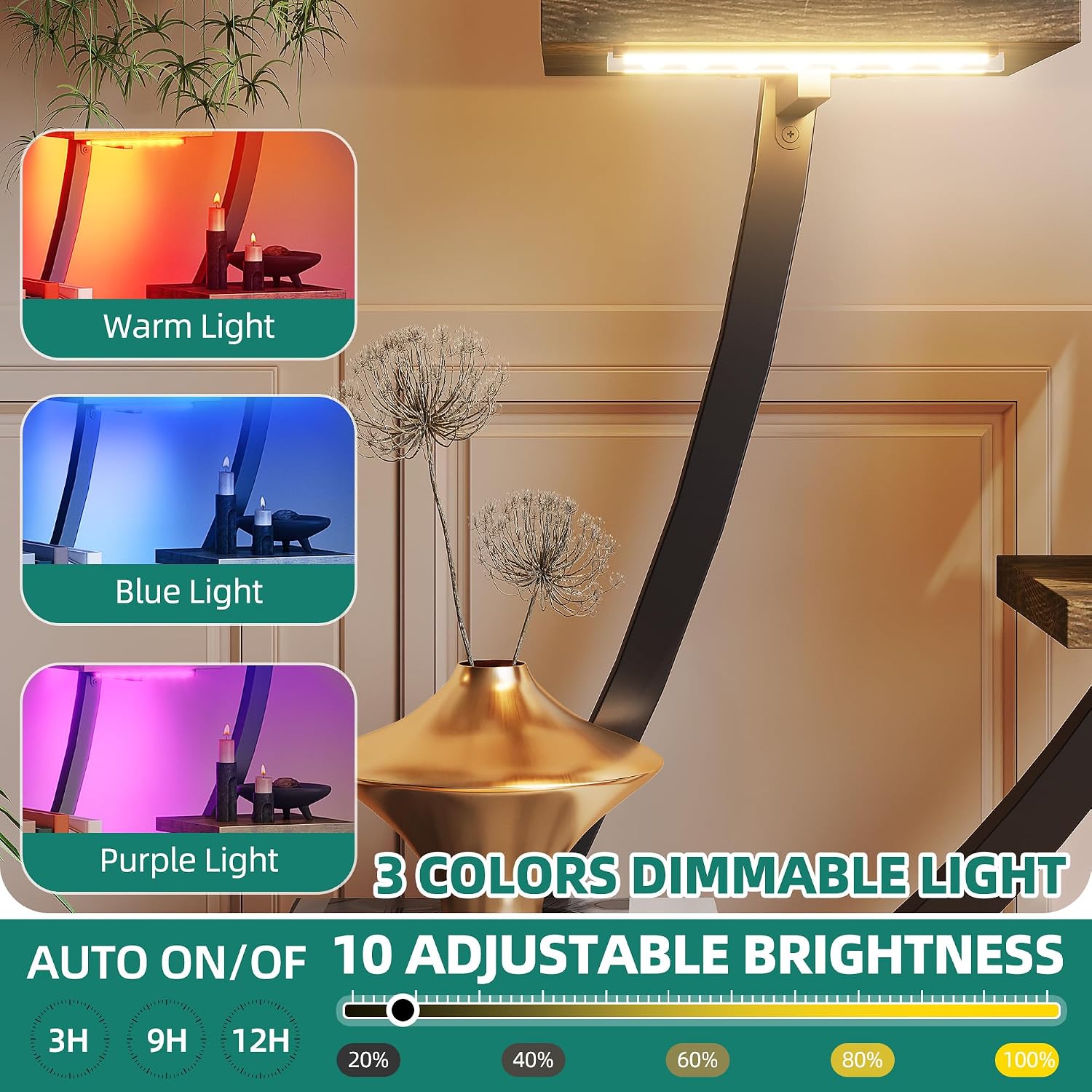 YITAHOME Tall Bookshelf with LED Light, Artistically Designed Arched Bookshelf with Cats Litter Box,10-Tier Bookcase Corner Display Shelf for Home Office, Bedroom