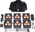 Ape Labs Maxi 2+ RoadPack IP RGBaW LED Uplights with AmberWhite Technology, 29 Color Presets for Event & Wedding - IP65 Waterproof 14 hrs Rechargeable Battery with Remote, Wireless DMX App Control
