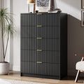 MAISONARIA 5 Drawer Dresser for Bedroom, Tall Dresser Chest of Drawers with Gold Handles, 32 Inch Wide Nightstand with for Bedroom, Living Rooms, Offices, and Entryways, Black