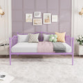GarveeHome Twin Size Daybed Frame, Sofa Bed with Stylish Headboard, Heavy Duty Steel Slat Support, Space Saving for Living Room/Bedroom/Guest Room, Purple