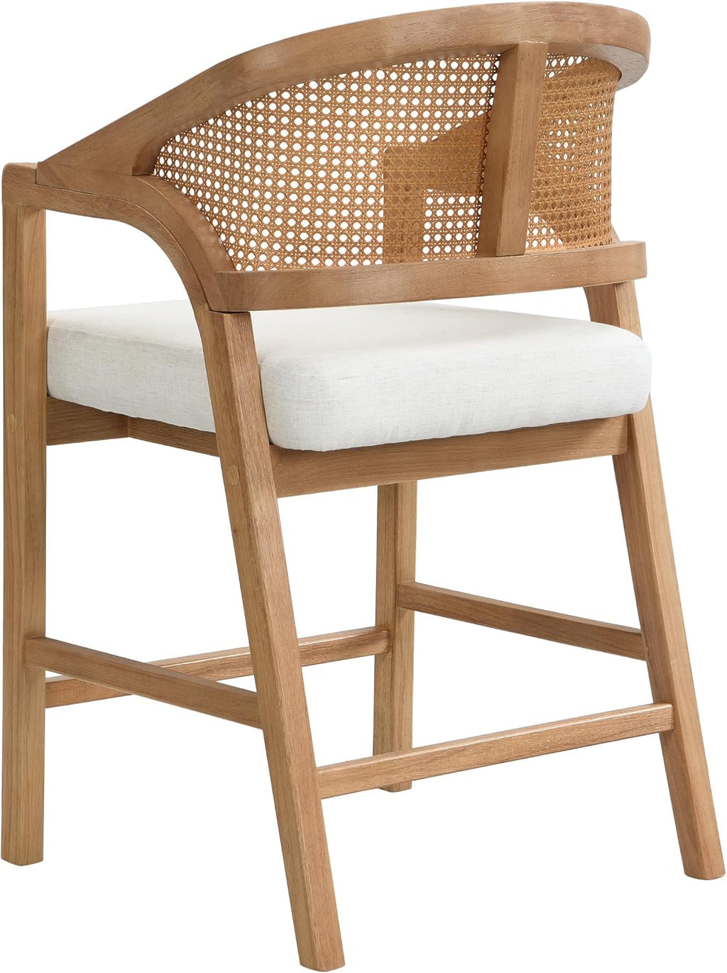 Christopher Knight Home Set of 2 Morley Wooden Counter Height Bar Stool, Kitchen Island Barstool with footrest, Curved Backrest Dining Chair, Soft Removable Cushions, Beige+Natural