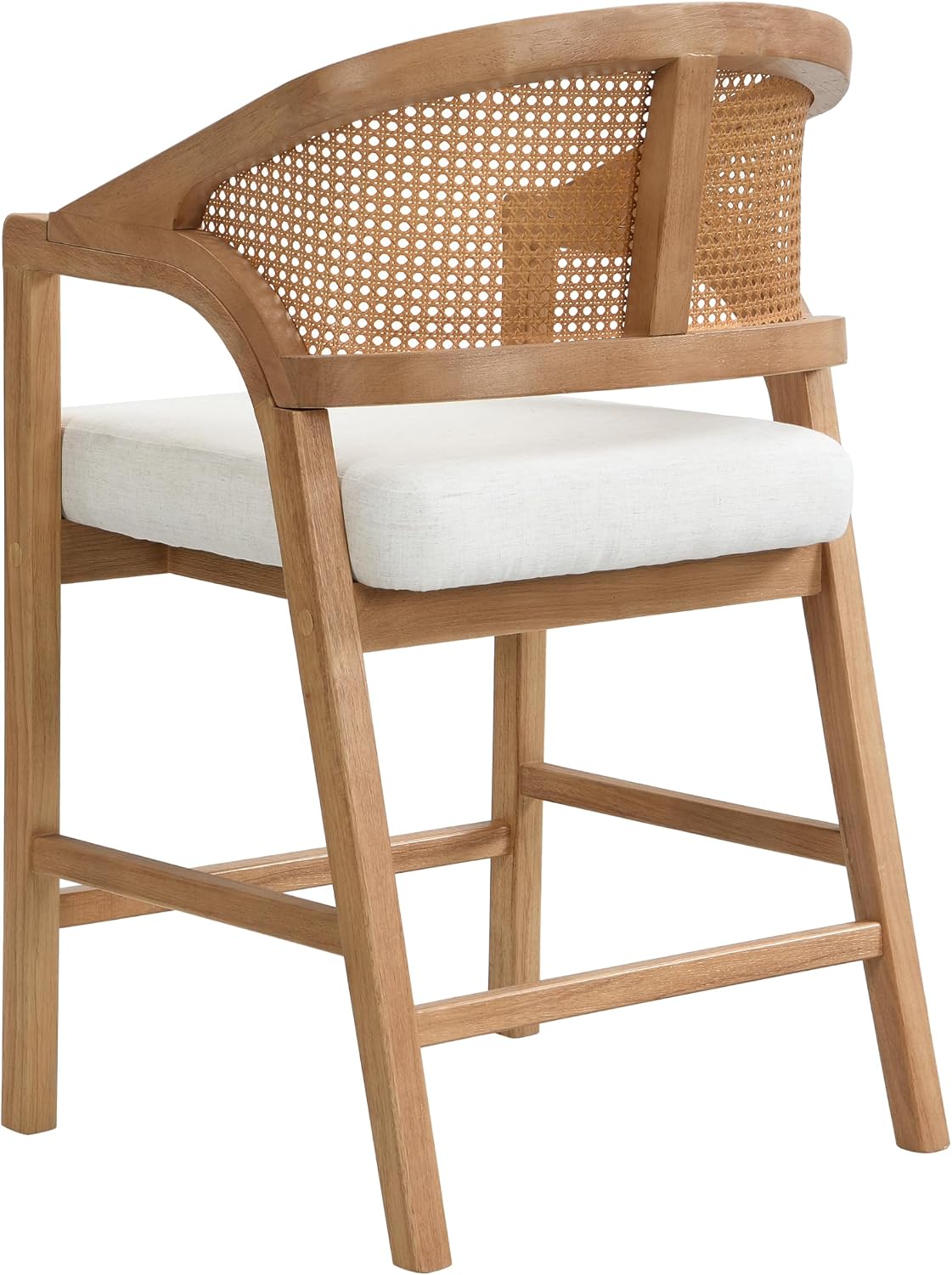 Christopher Knight Home Set of 2 Morley Wooden Counter Height Bar Stool, Kitchen Island Barstool with footrest, Curved Backrest Dining Chair, Soft Removable Cushions, Beige+Natural