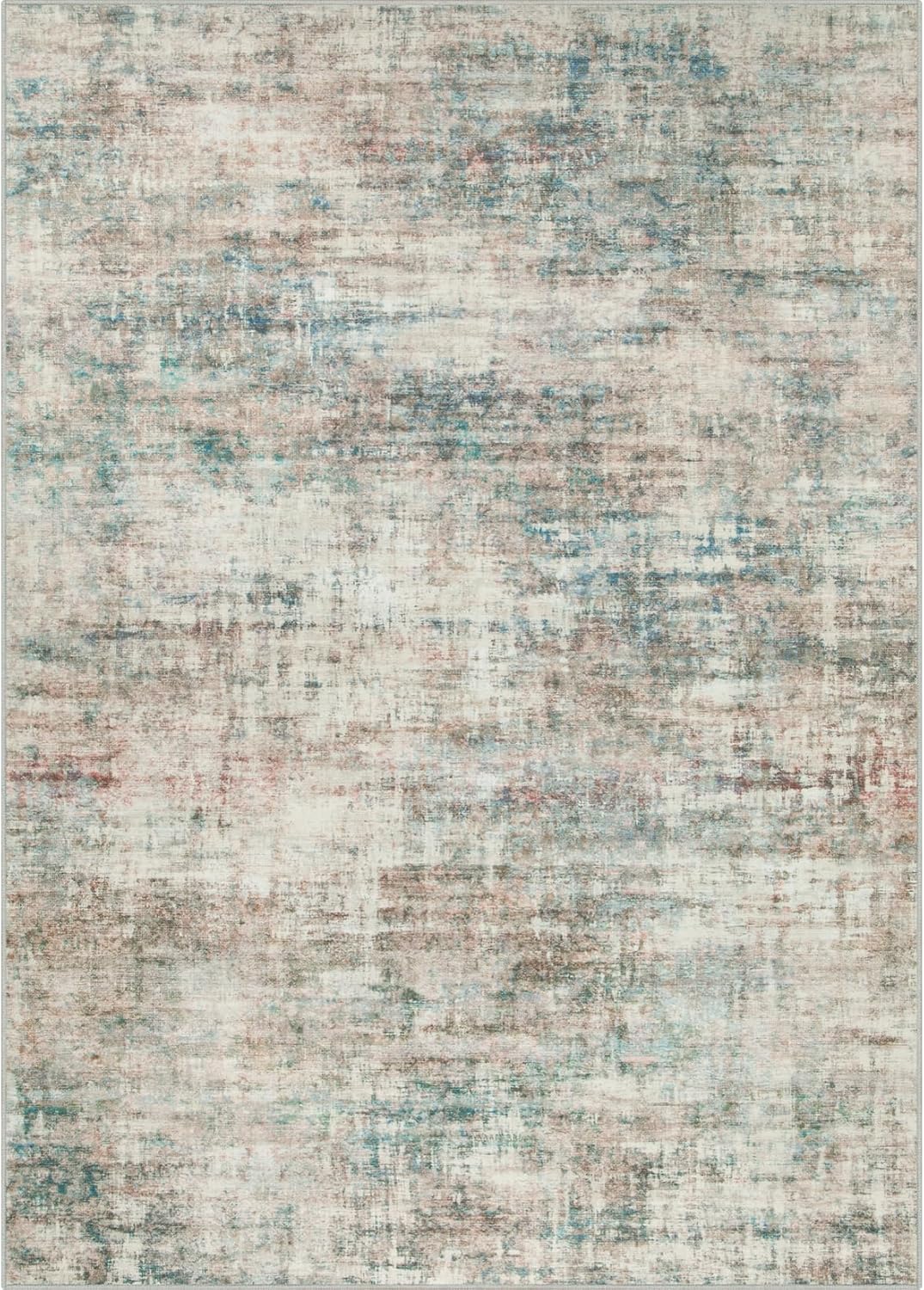 9x12 Area Rugs Washable Rug: Modern Abstract Living Room Rug Soft Anti-Skid Thin Carpet Indoor Floor Non-Shedding Carpets for Bedroom Dining Room Farmhouse Nursery Home Office Multi Color