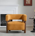 Christopher Knight Home Carly Low Profile Accent Chair, Round Backrest Side Chair, Living Room Armchair with Boucle Fabric Cushion, Comfy Reading Chair for Bedroom, Wooden Single Lounge Sofa, Yellow