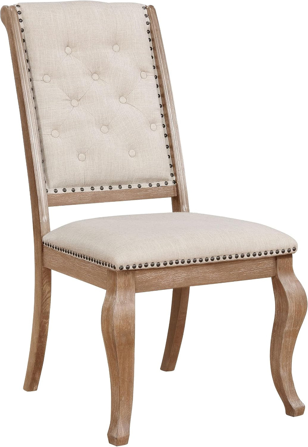 Coaster Home Furnishings - Brockway - 7-Piece Wood Dining Table Set - Double Pedestal Base, Table with Extension Leaf, Button-Tufted Chairs with Nailhead Trim - Dining Room - Barley Brown - 110291-S7