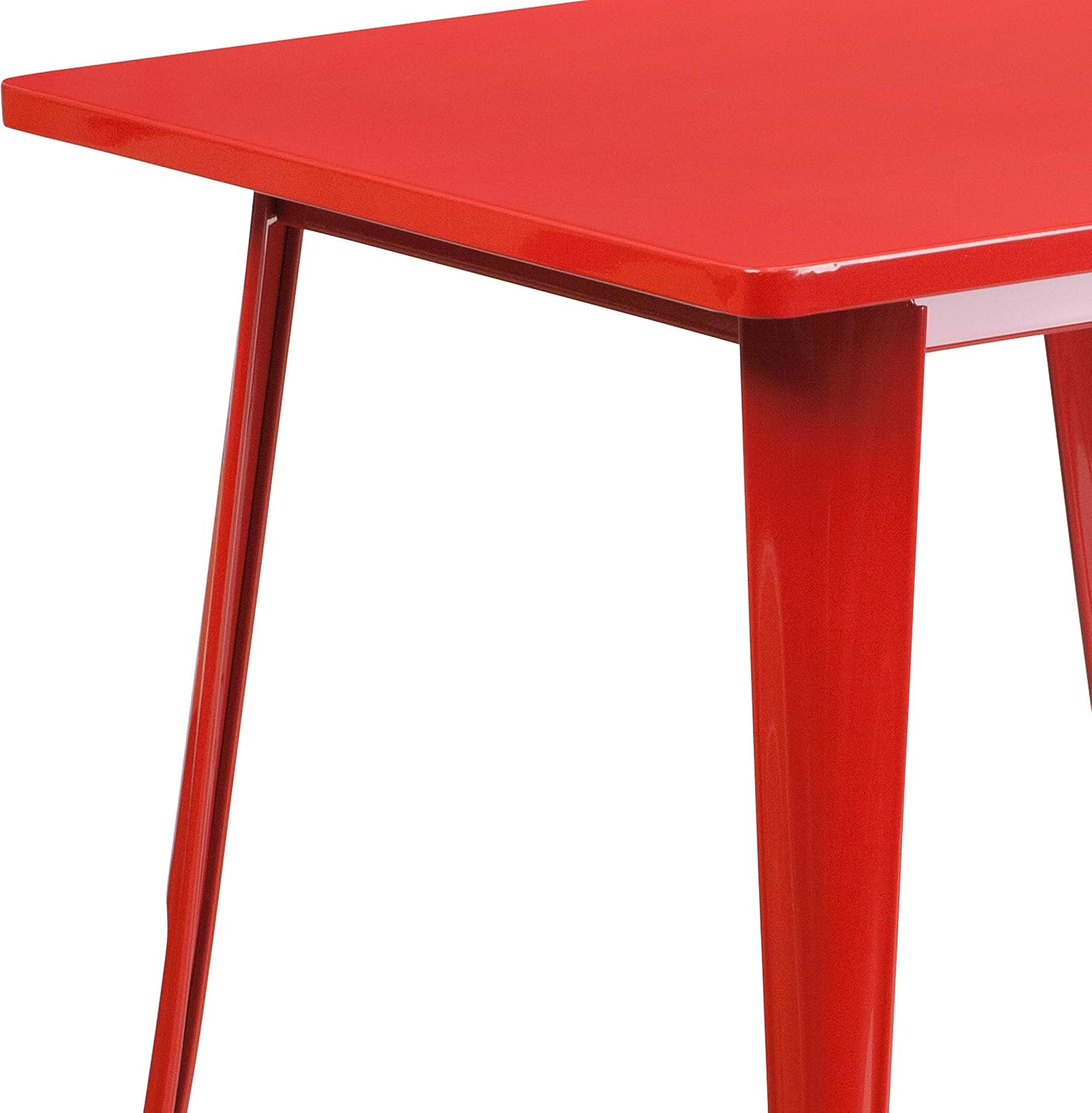 Flash Furniture Felix Commercial Grade 31.5' Square Red Metal Indoor-Outdoor Table