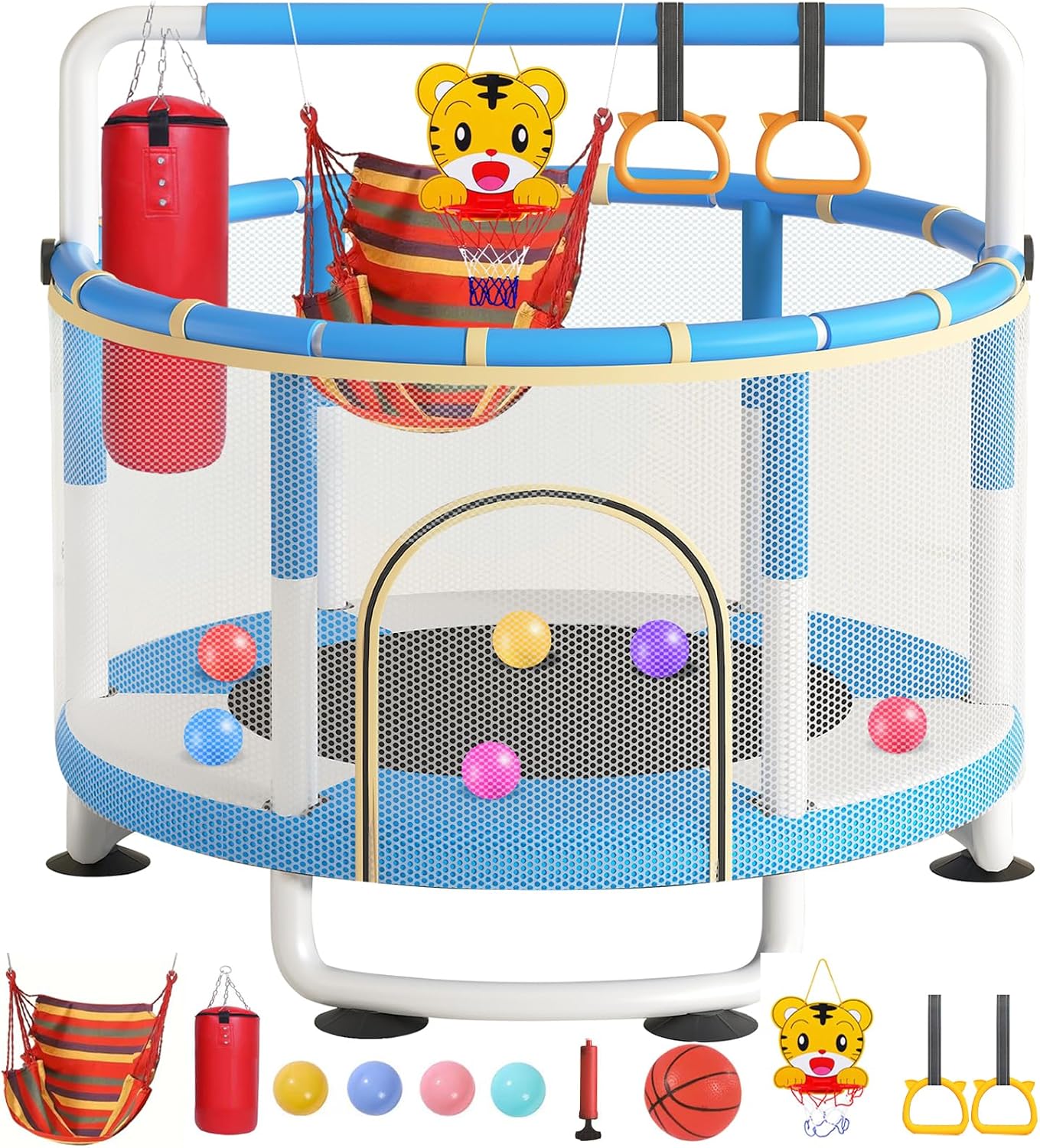 5FT Trampoline for Kids Baby Toddler, 60'' Indoor/Outdoor Kids & Adults Trampoline with Enclosure Net for Boys Girls Christmas Birthday Gifts