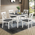 5-Piece Dining Table Set for 4, Kitchen Dining Table with 4 Soft Cushioned Solid Wood Chairs, Ideal for Home or Restaurant Use.(Gray & White_Small)