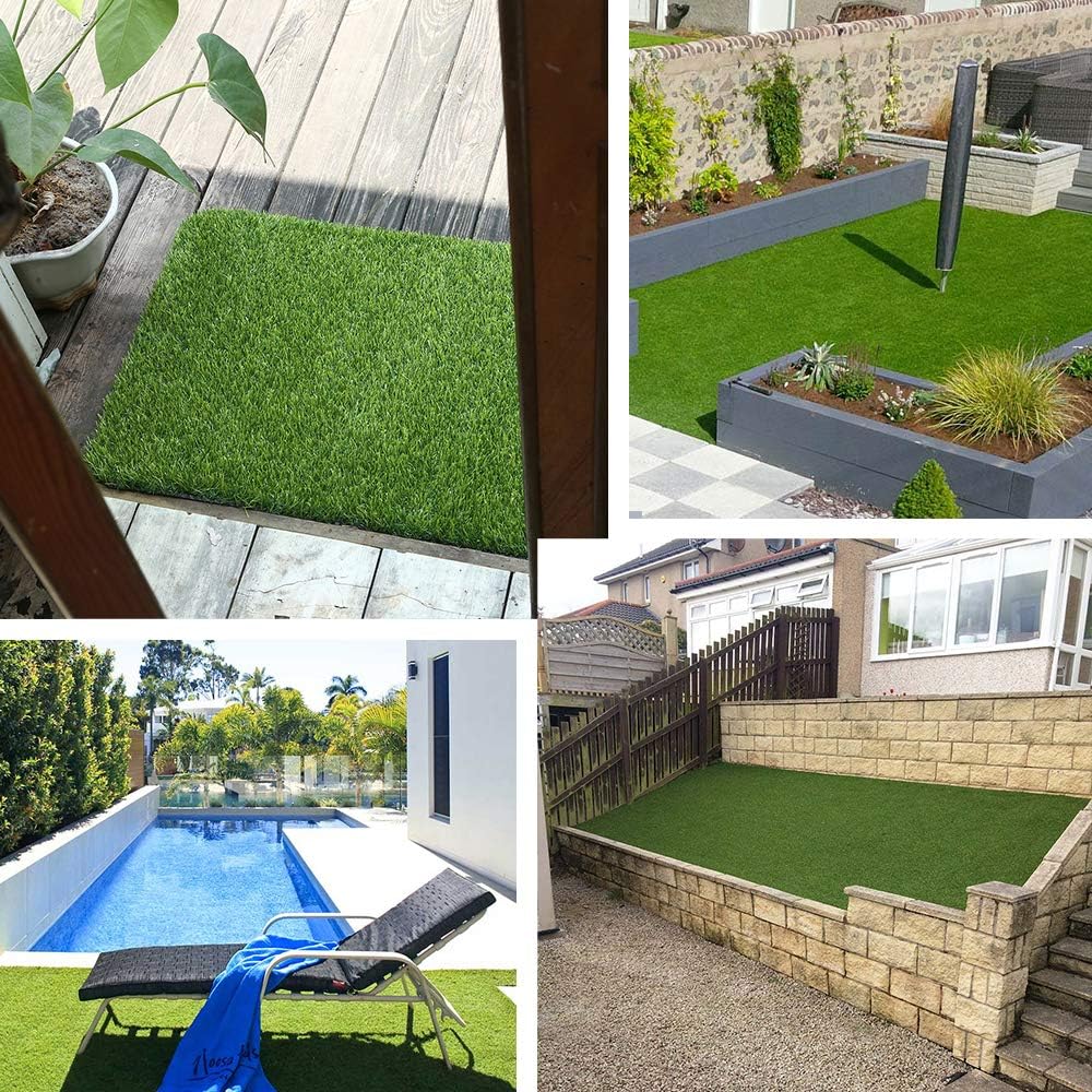 Artificial Grass Turf 10FTX17FT,1,38inch 4 Tone Realistic Synthetic Thick Fake Faux Grass Rug Astroturf Carpet Landscape for Dogs Indoor Outdoor Garden Lawn Mat, with Drainage Holes
