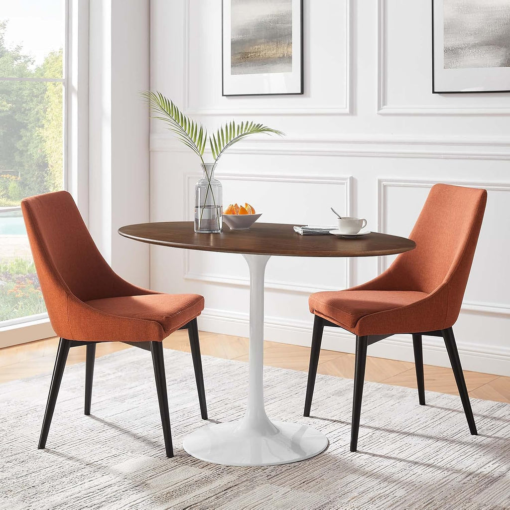 Modway Lippa 48' Mid-Century Modern Dining Table with Oval Top in Walnut