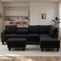 97.5' L Shaped Couch Set, Modular Sectional Couches for Living Room with Storage Ottoman, 4 Seat Home Sofa Living Room Furniture Sets with Chaise for Apartment Office (Linen, Dark Grey)