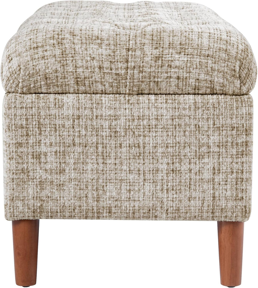 HomePop 40' Ainsley Button Tufted Storage Bench - Cream Textural Woven