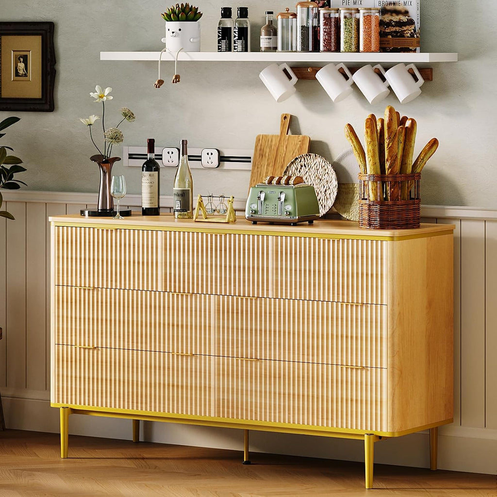 Garvee LED Dresser with Charging Station - Modern 5-Drawer 47' Wide Wooden Chest, Storage Organizer for Bedroom, Nursery, Hallway & Apartments
