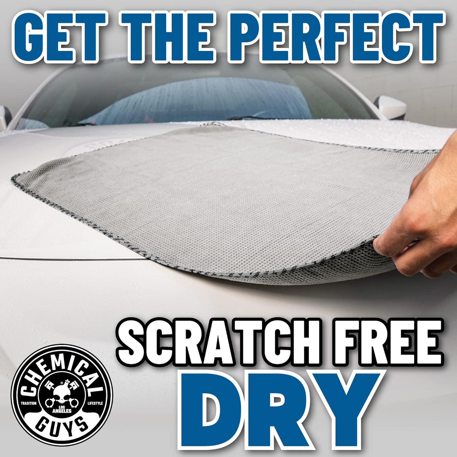 Chemical Guys Waffle Weave Gray Matter Microfiber Drying Towel - 25' x 36',Premium Blend Microfiber Towel with Soft-Banded Edging for Scratch-Free Car Drying,Ultra Absorbent,(Pack of 12)