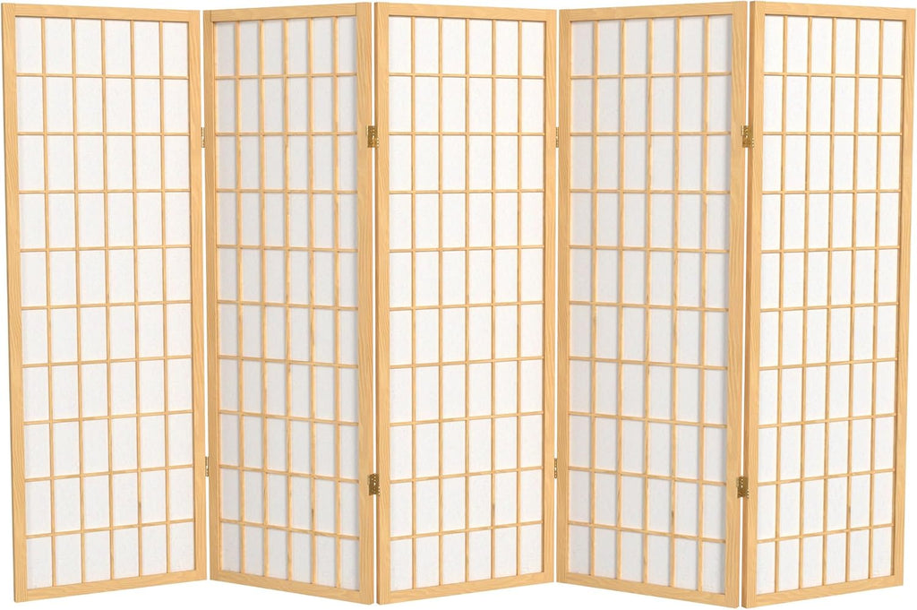 4 ft. Short Window Pane Shoji Screen - Natural - 5 Panels