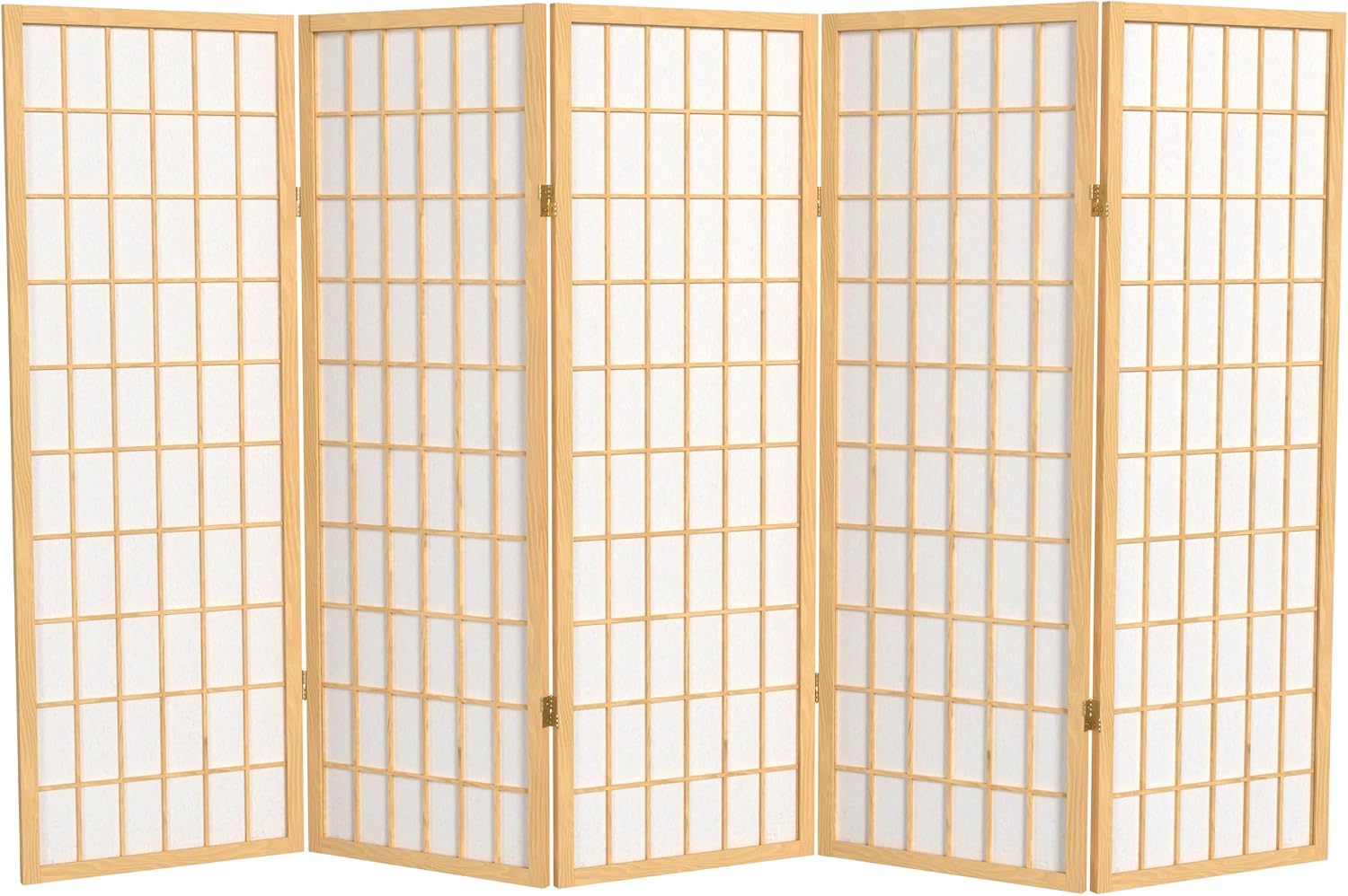 4 ft. Short Window Pane Shoji Screen - Natural - 5 Panels