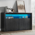 66.2' Buffet Cabinet with Storage and led Lights,Modern Sideboard Cabinet with 4 Doors & Shelves,Fluted Media Console Mid Century Coffee Bar Table for Living Room Kitchen Dining Room Hallway,Dark Grey