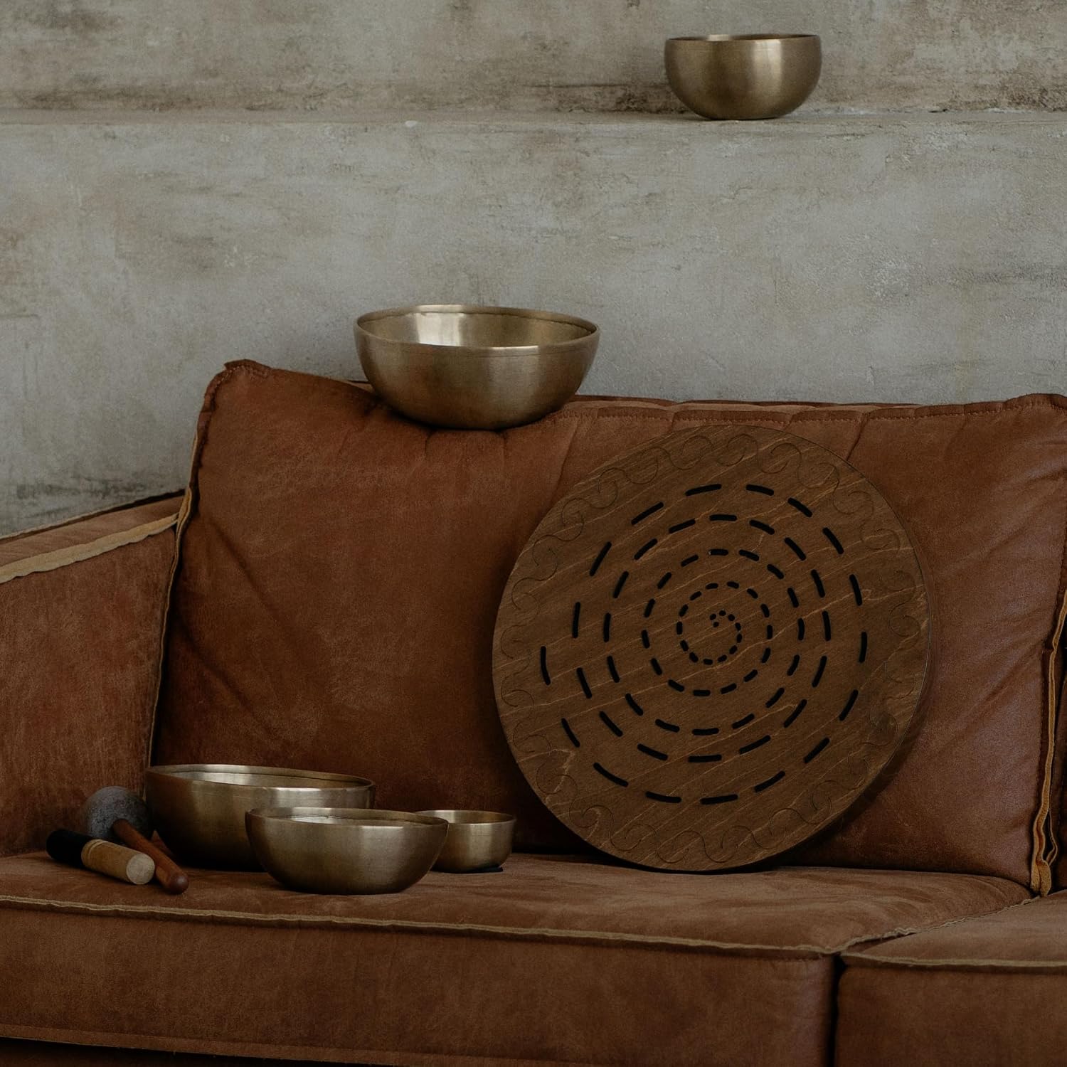 Water-Fall Disc — Wooden Ocean Drum, Swirl, 16' (40 cm) | Long Water Ambience for Sound Bath, Meditation & Yoga | No Bag