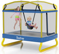 6.5FT Rectangle Trampoline for Kids, 78'ASTM Approved Recreational Trampolines with Swing, Small Toddler Trampoline with Safety Enclosure Net, Outdoor and Backyard, Gifts for Children & Boys & Girls