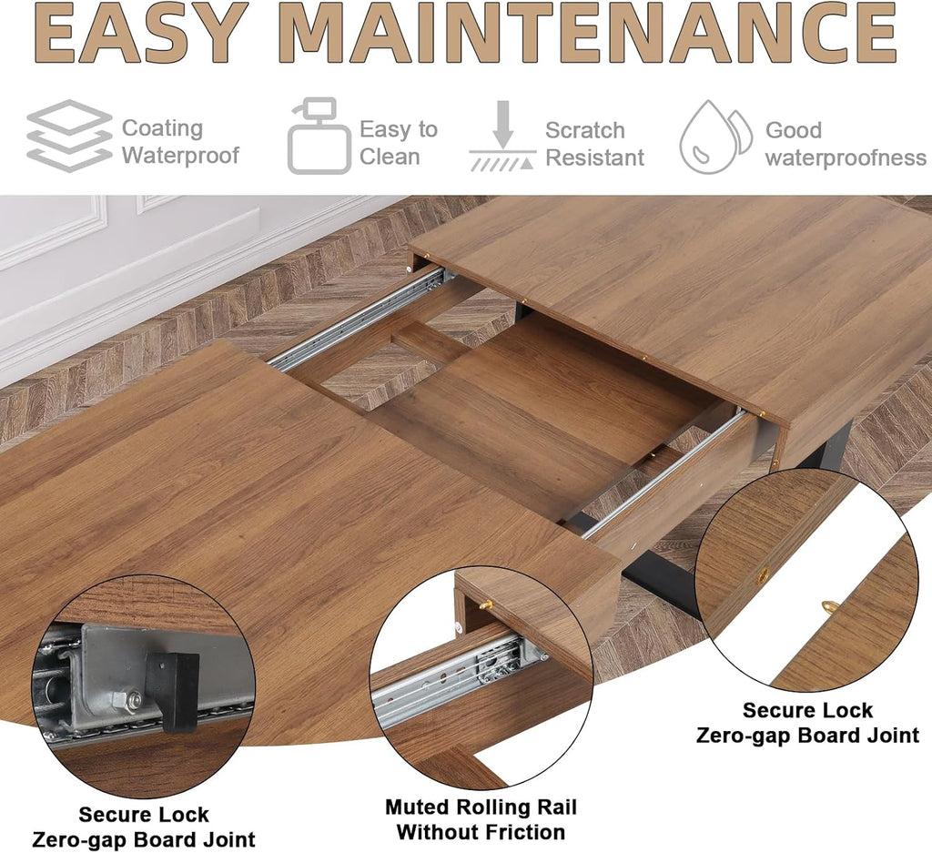 STHOUYN 63'-79' Extendable Dining Room Table, Modern Farmhouse Wooden Kitchen Table, Long Expandable Dining Table for 6 8 10, Large Expanding Tables Conference Tables (Walnut Brown)