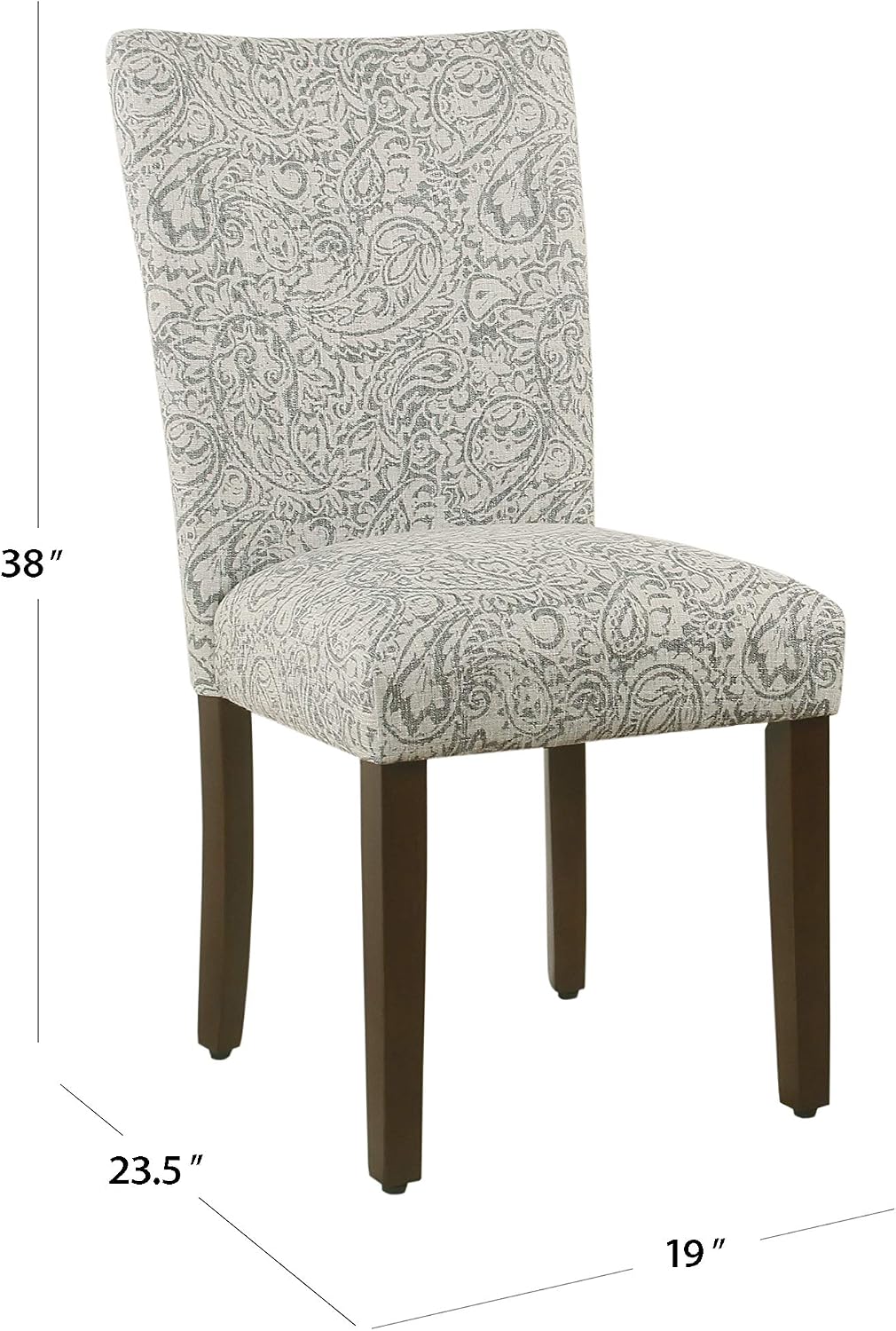 HomePop Parsons Classic Upholstered Accent Dining Chair, Set of 2, Gray and Cream