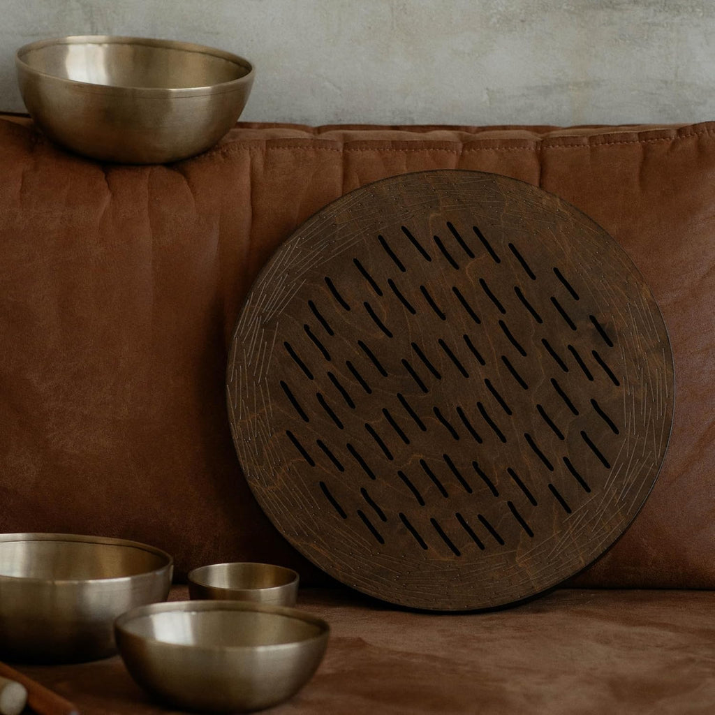 Water-Fall Disc — Wooden Ocean Drum, Storm, 16' (40 cm) | Long Water Ambience for Sound Bath, Meditation & Yoga | With Protective Bag