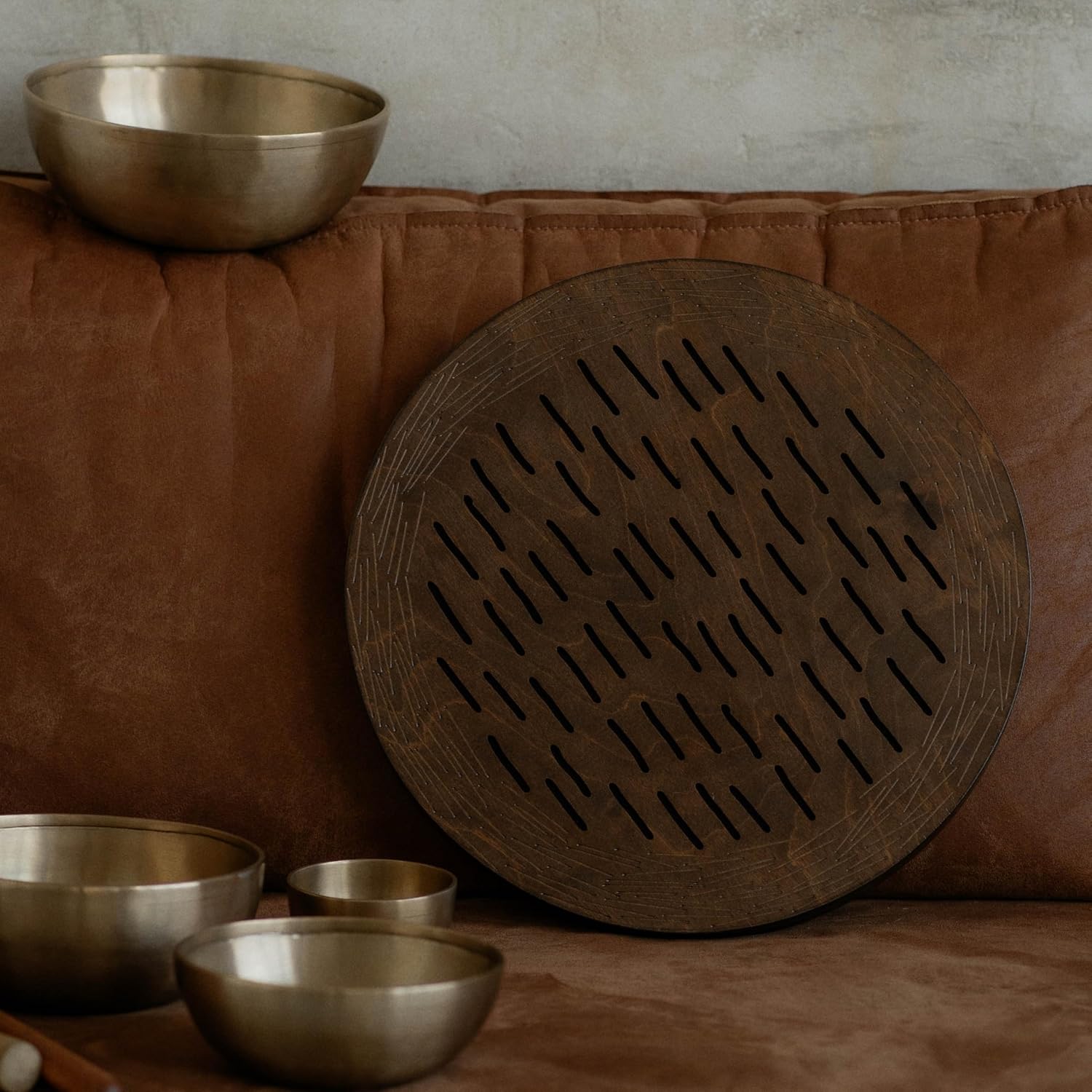 Water-Fall Disc — Wooden Ocean Drum, Storm, 16' (40 cm) | Long Water Ambience for Sound Bath, Meditation & Yoga | With Protective Bag