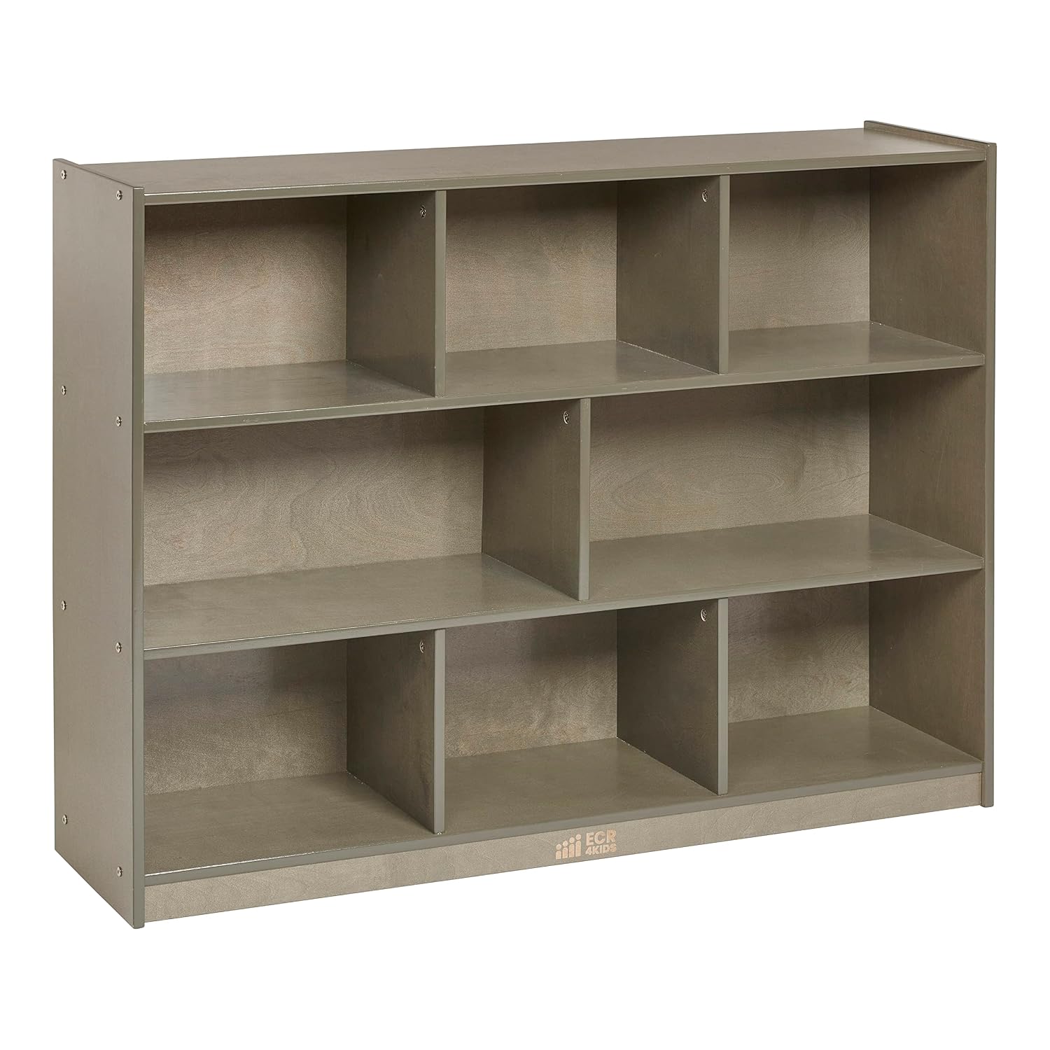 ECR4Kids 8-Compartment Mobile Storage Cabinet, Elementary, Classroom Furniture, Grey Wash