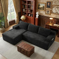 96' Corduroy Sectional Sofa Boneless Couches for Living Room - L Shaped Compressed Cloud Couch with Left Facing Chaise Lounge and Side Pockets