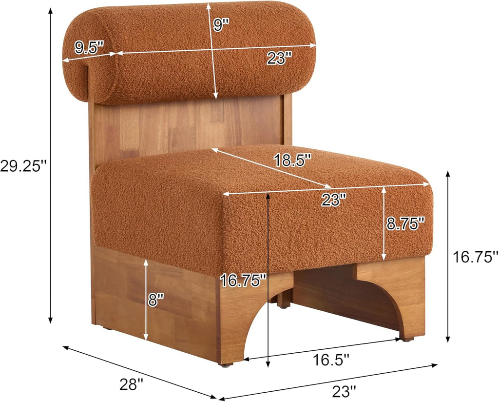 Christopher Knight Home Nadine Boucle Club Chair, Upholstered Lounge Chair, Rolled Backrest Accent Chairs, Solid Wood Legs Frame Single Sofa for Living Reading Room, Accent Chairs Set of 2, Brown