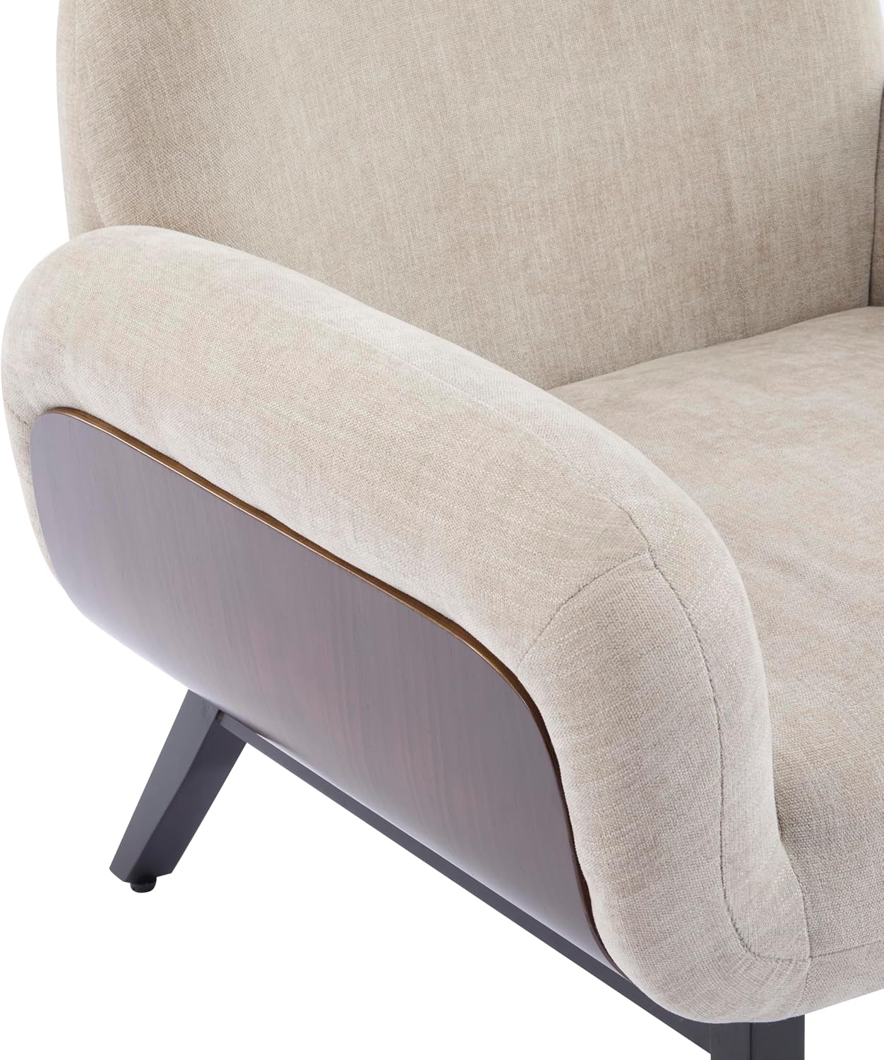 Christopher Knight Home Audrey Modern Fabric Upholstered Accent Chair, Living Room Low Profile Fabric Armchair, Wooden Comfy Reading Chair, Soft Seating Single Lounge Sofa, Khaki