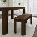 Plank+Beam Contour Bench, Modern Rounded 46 Inch Dining Bench, Bench for 60 Inch Kitchen Table, Walnut
