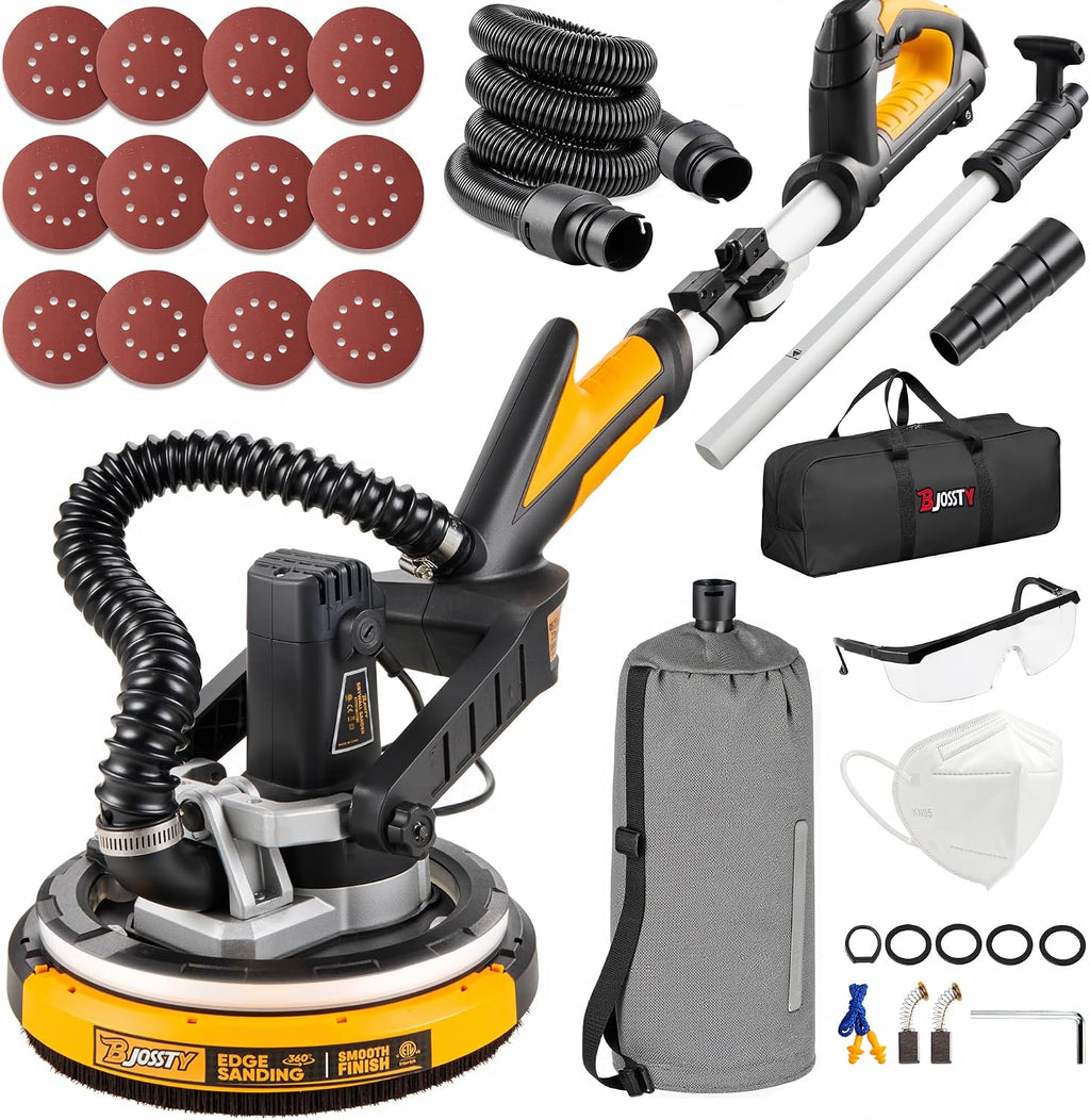 Drywall Sander with Vacuum Dust Collector, High Power 7-AMP Electric Sander for Drywall, 99% Dust Removal, 7 Variable Speed 900-1800RPM, Dustless Wall Sander for Drywall, Popcorn Ceiling etc