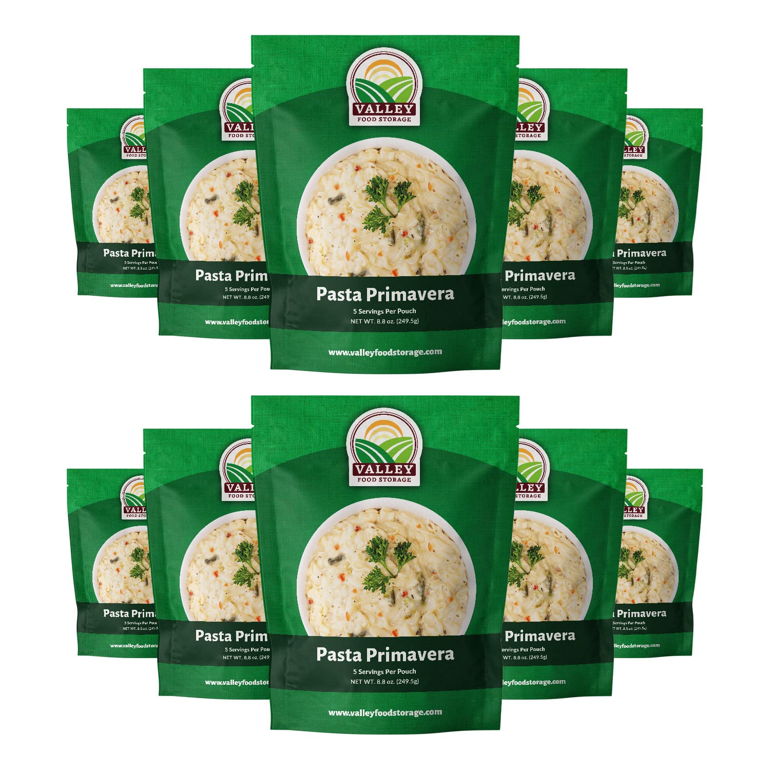 Valley Food Storage Pasta Primavera | 10-Bag Bucket, 50 Servings | Non-GMO Premium Emergency Food Supply, 25 Year Shelf Life | Survival Meal Kits, Prepper Food & Off-Grid Living Supplies, Packaged in USA
