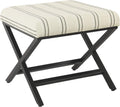 Homepop Home Decor | Modern Square Ottoman with Metal X Base | Ottoman for Living Room & Bedroom | Decorative Home Furniture (Black and White Stripe)