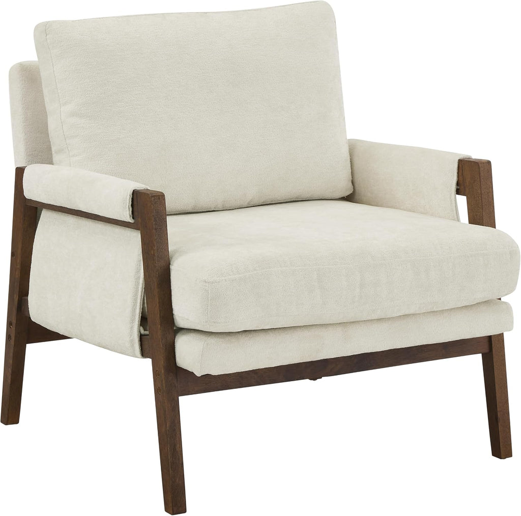 Roundhill Furniture Kelly Mid-Century Modern Accent Armchair, White