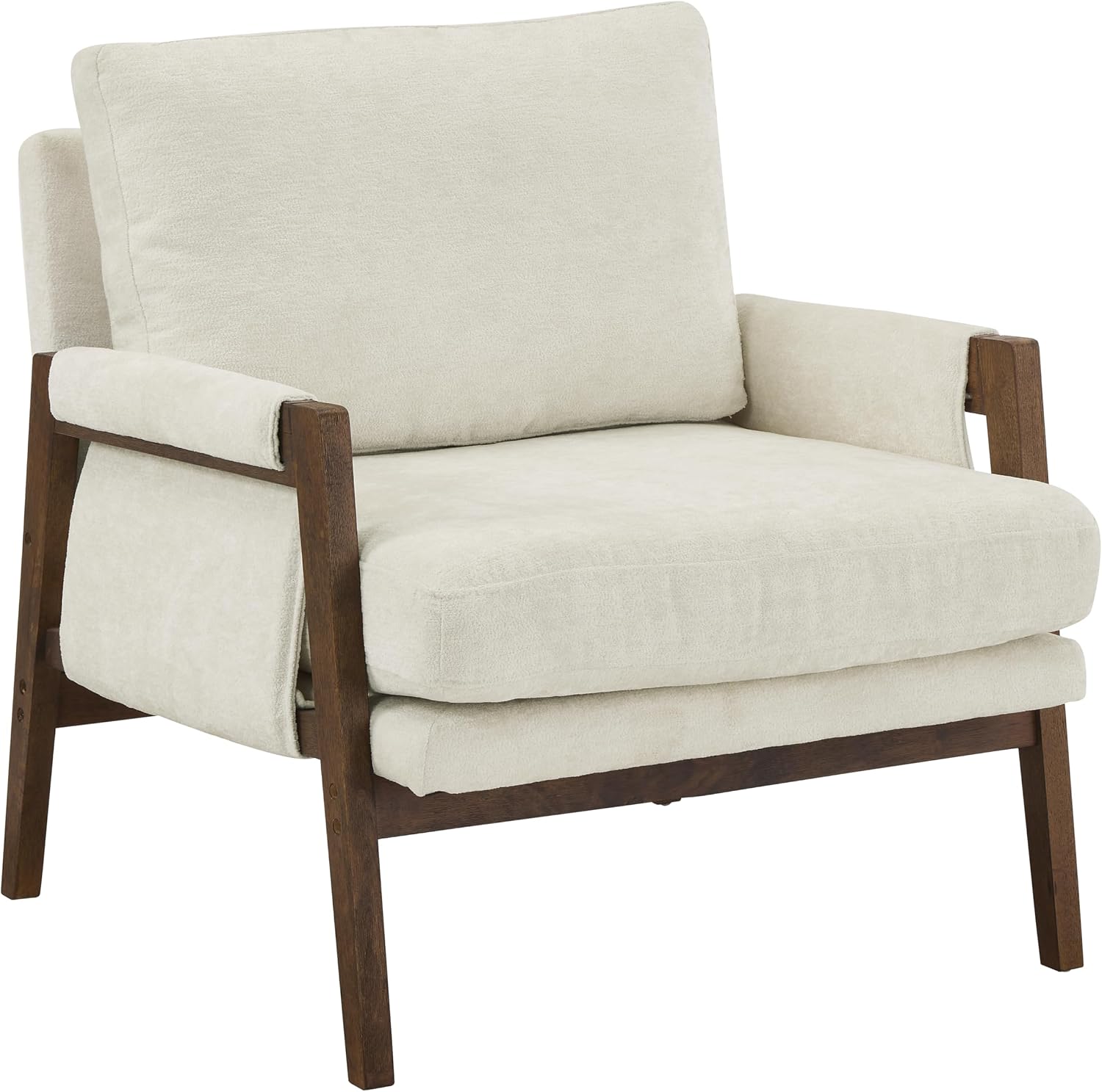 Roundhill Furniture Kelly Mid-Century Modern Accent Armchair, White