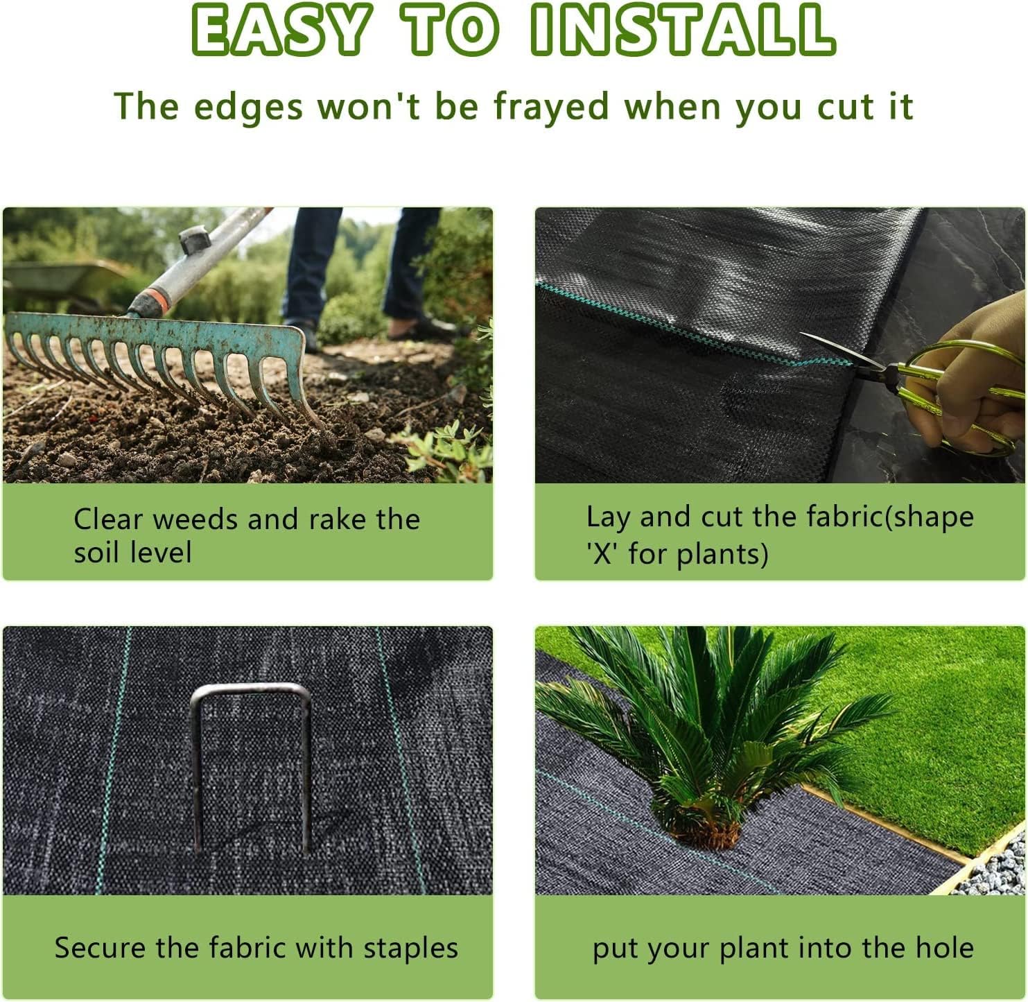 8ftx300ft Weed Barrier Landscape Fabric Heavy Duty, Weed Block Gardening Ground Cover Mat, Weed Control Garden Cloth, Woven Geotextile Fabric for Underlayment, Commercial Driveway Fabric