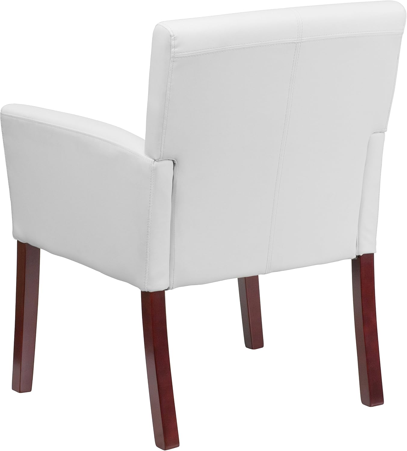 Flash Furniture Taylor White LeatherSoft Executive Side Reception Chair with Mahogany Legs