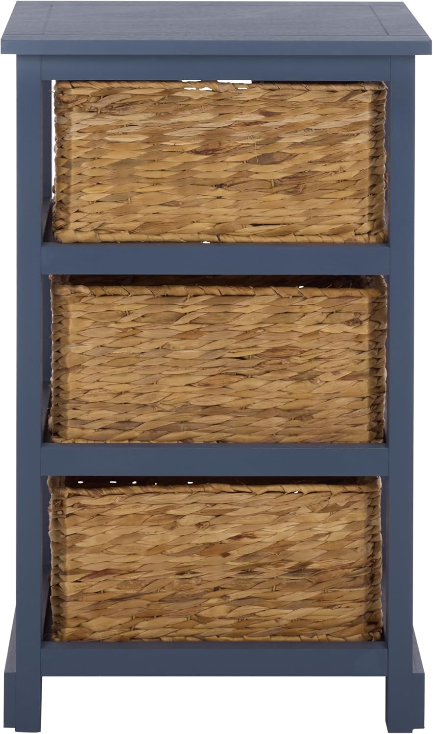 SAFAVIEH Furniture - Halle 3-Basket Side Table - Blue - Solid Wood - Coastal Basket Storage Design - Ideal for Living Room, Entryway, Home Office, 17.5'W x 13.5'D x 29.5'H - Fully Assembled (AMH5738H)
